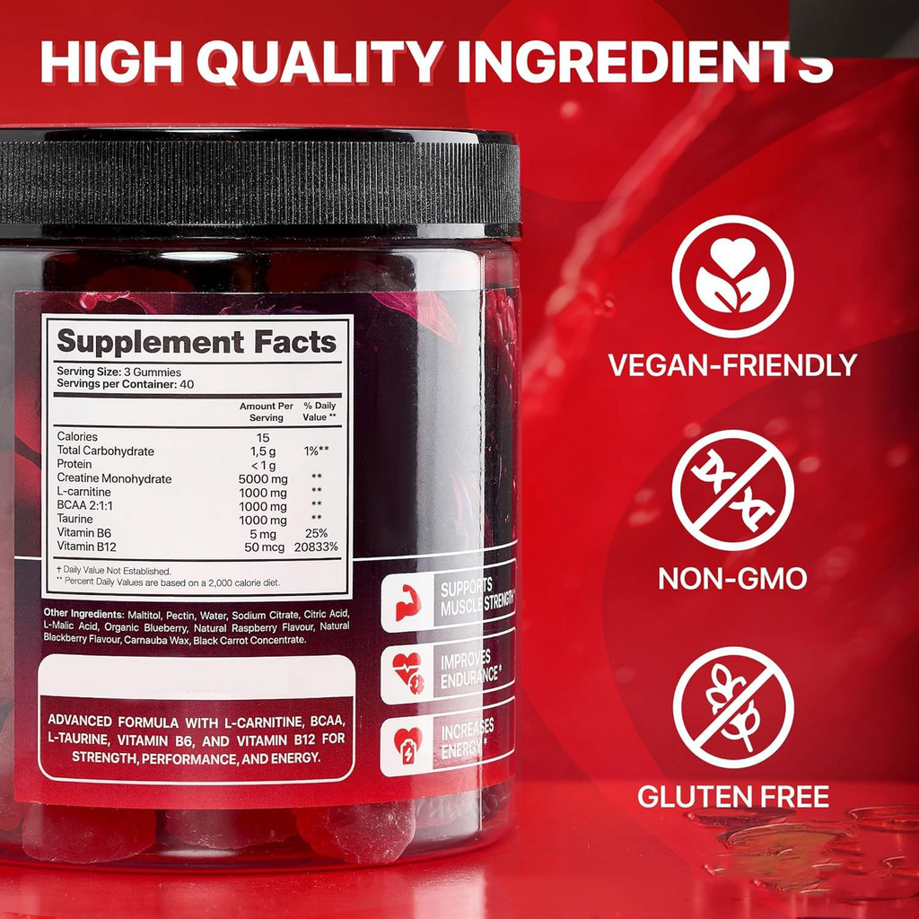 Preworkout Creatine Monohydrate Flavored Gummies